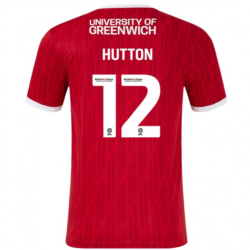 Danxen Enfant Maillot Jodie Hutton #12 Rouge Blanc Tenues Domicile 2024/25 T-Shirt