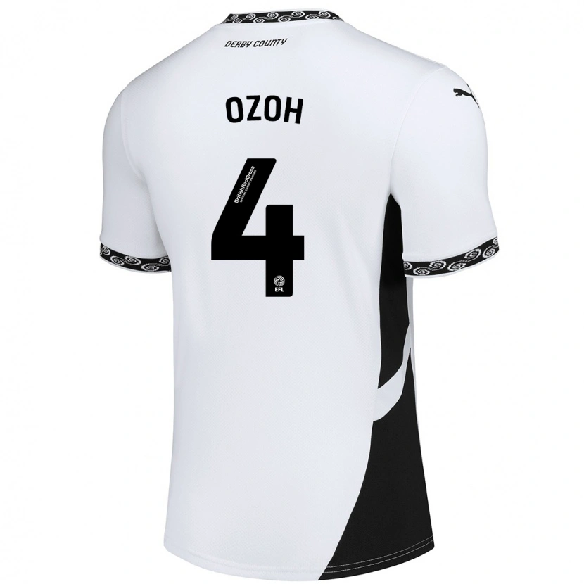 Danxen Enfant Maillot David Ozoh #4 Blanc Noir Tenues Domicile 2024/25 T-Shirt