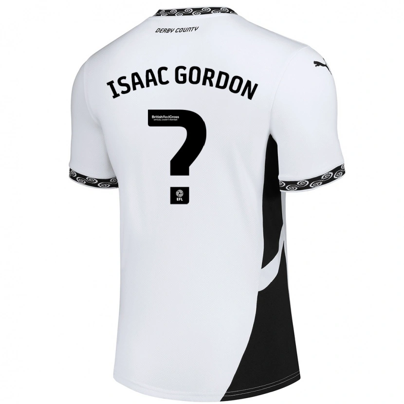 Danxen Enfant Maillot Isaac Gordon #0 Blanc Noir Tenues Domicile 2024/25 T-Shirt