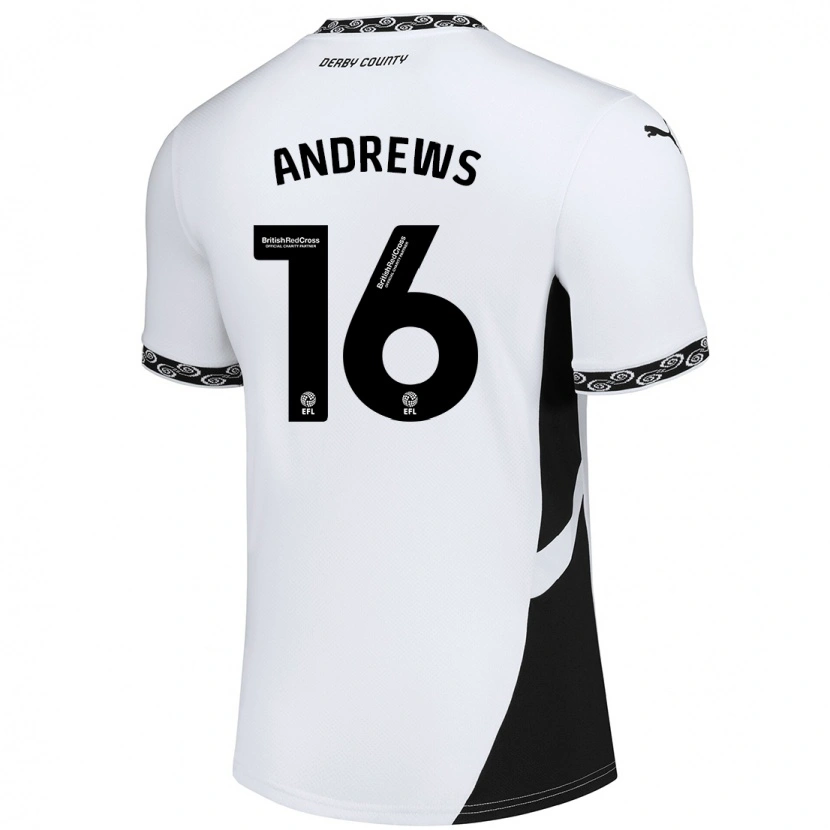 Danxen Enfant Maillot Marli Rhodes-Andrews #16 Blanc Noir Tenues Domicile 2024/25 T-Shirt