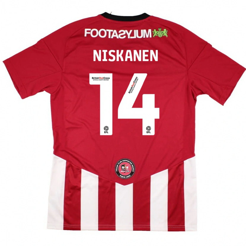 Danxen Enfant Maillot Ilmari Niskanen #14 Rouge Blanc Tenues Domicile 2024/25 T-Shirt