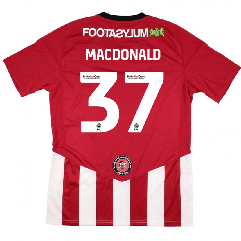 Danxen Enfant Maillot Shaun Macdonald #37 Rouge Blanc Tenues Domicile 2024/25 T-Shirt