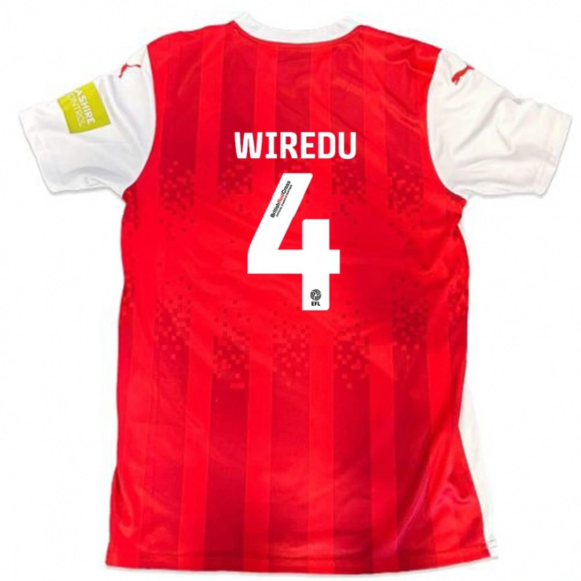 Danxen Enfant Maillot Brendan Wiredu #4 Rouge Blanc Tenues Domicile 2024/25 T-Shirt