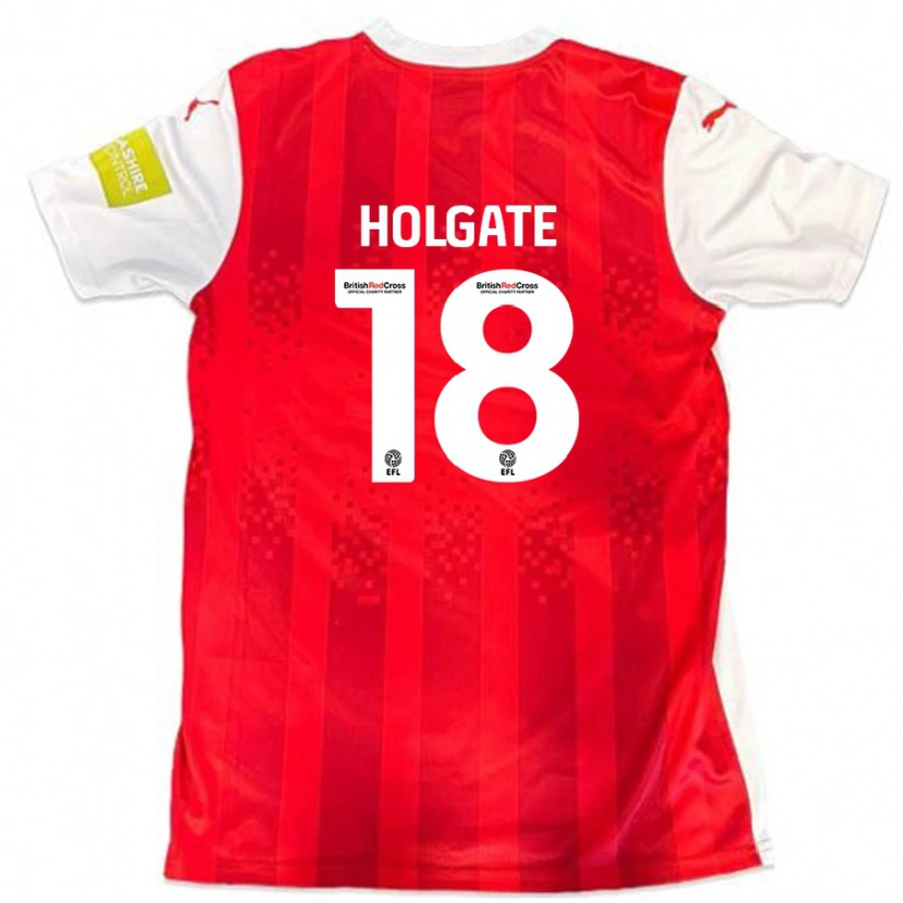 Danxen Enfant Maillot Harrison Holgate #18 Rouge Blanc Tenues Domicile 2024/25 T-Shirt