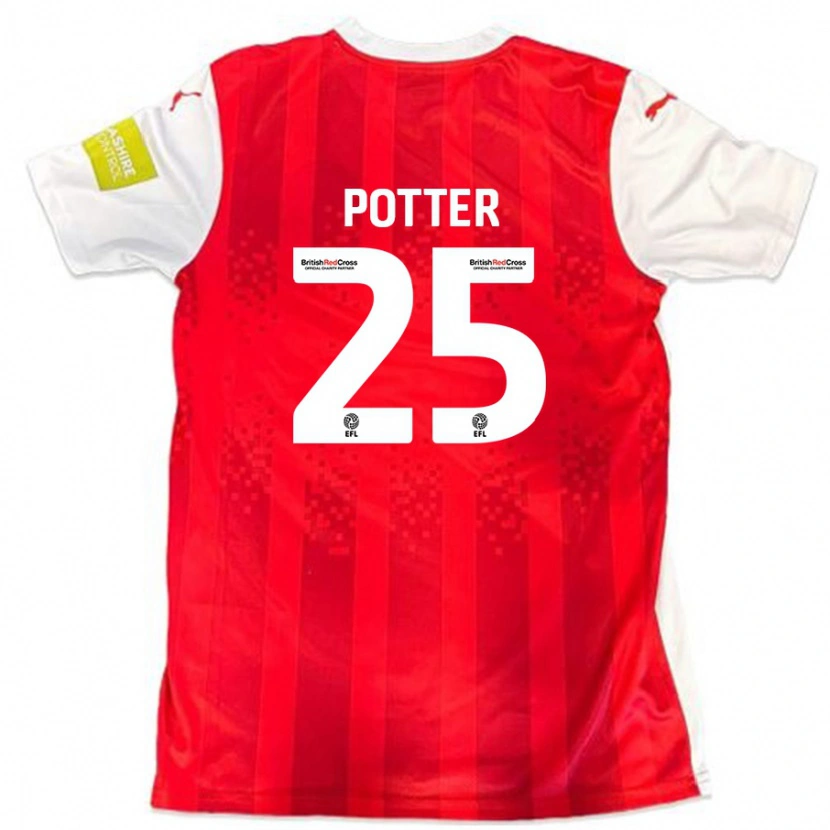 Danxen Enfant Maillot Finley Potter #25 Rouge Blanc Tenues Domicile 2024/25 T-Shirt