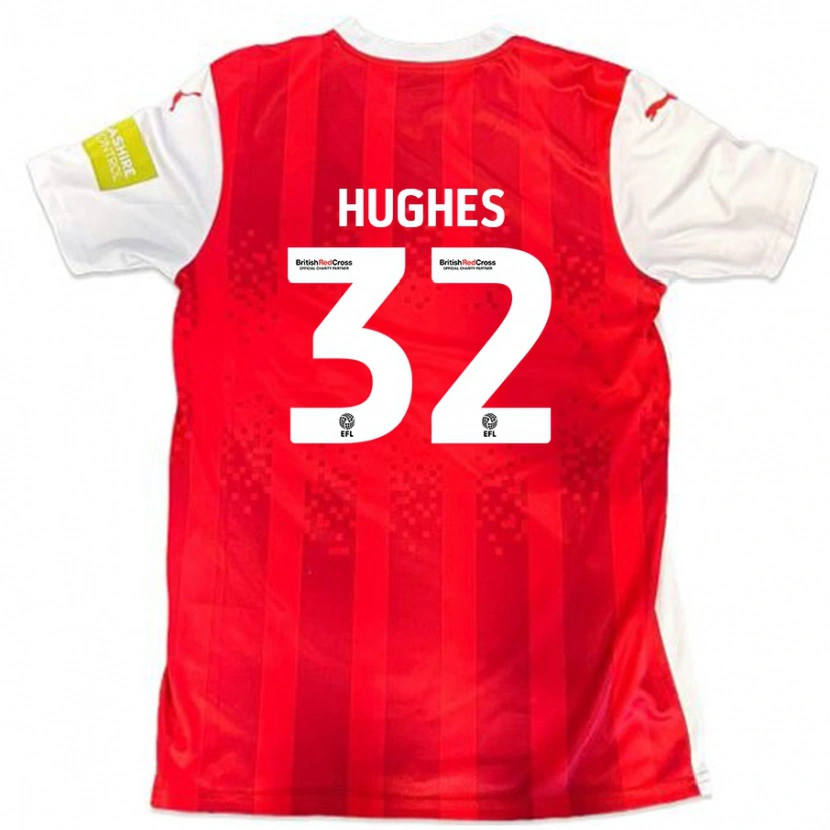 Danxen Enfant Maillot Kayden Hughes #32 Rouge Blanc Tenues Domicile 2024/25 T-Shirt