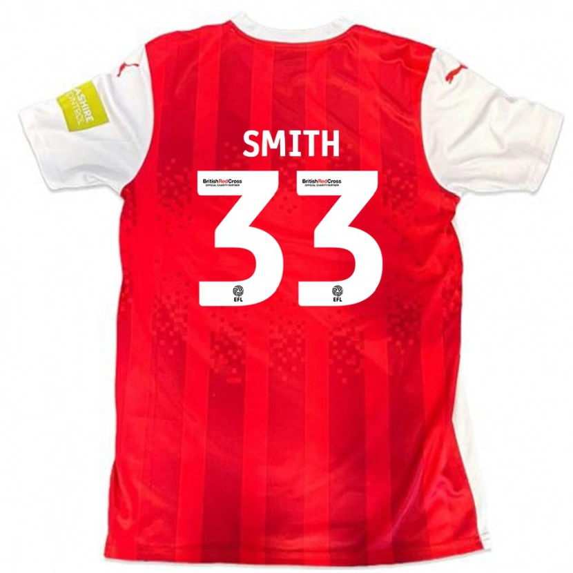 Danxen Enfant Maillot Pele Smith #33 Rouge Blanc Tenues Domicile 2024/25 T-Shirt