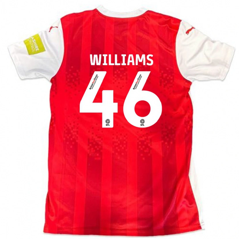 Danxen Enfant Maillot Theo Williams #46 Rouge Blanc Tenues Domicile 2024/25 T-Shirt