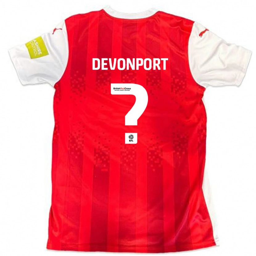 Danxen Enfant Maillot Owen Devonport #0 Rouge Blanc Tenues Domicile 2024/25 T-Shirt