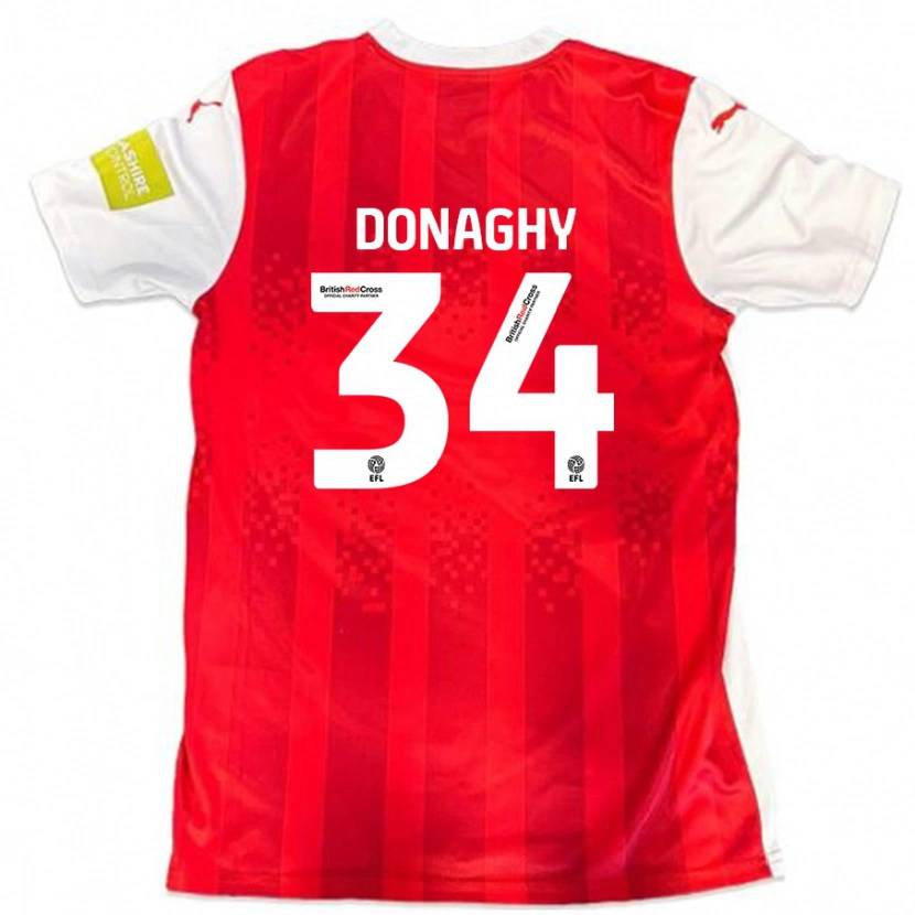 Danxen Enfant Maillot Tom Donaghy #34 Rouge Blanc Tenues Domicile 2024/25 T-Shirt