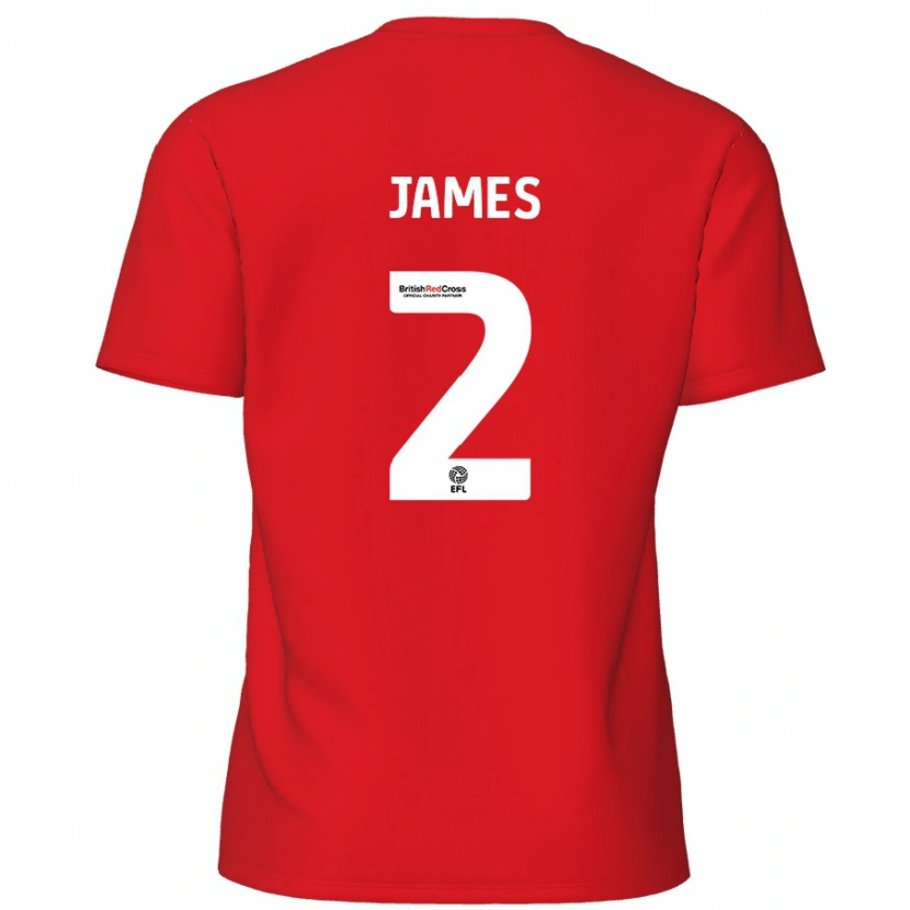 Danxen Enfant Maillot Tom James #2 Rouge Tenues Domicile 2024/25 T-Shirt