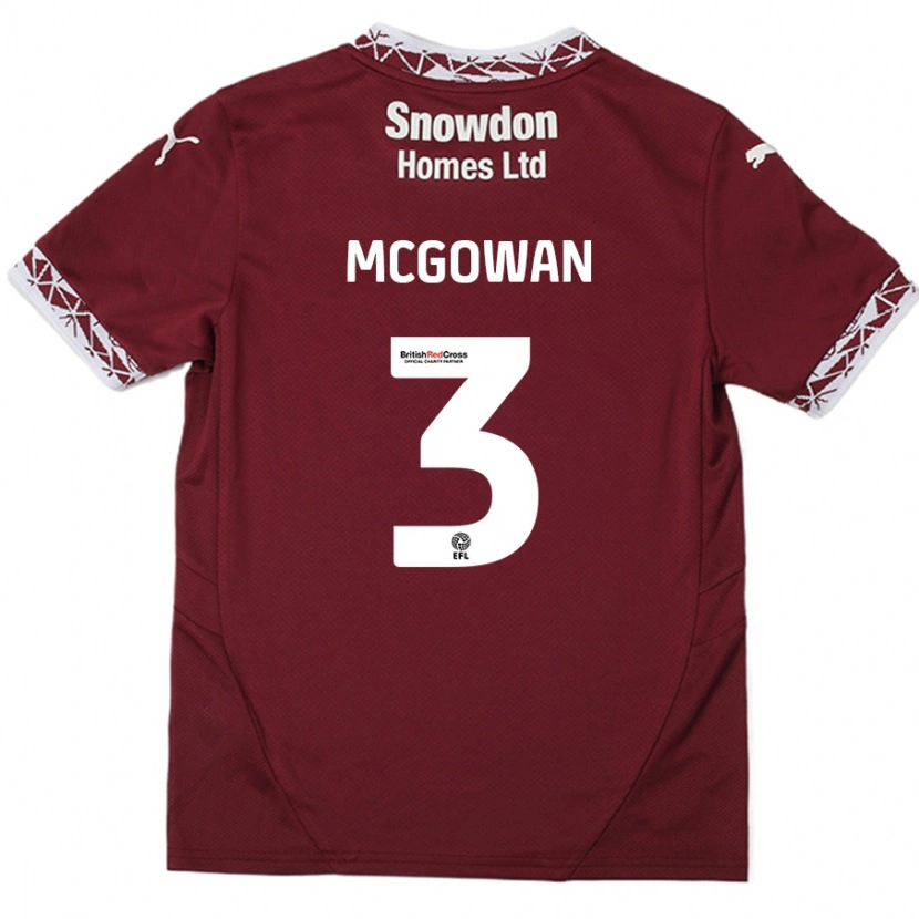 Danxen Enfant Maillot Aaron Mcgowan #3 Bordeaux Tenues Domicile 2024/25 T-Shirt