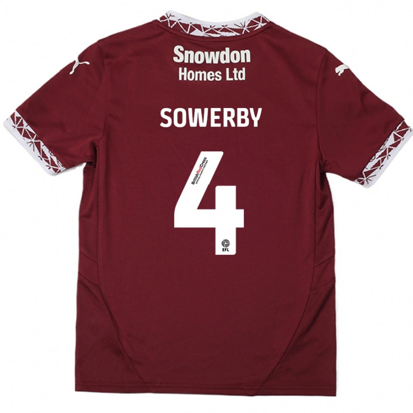 Danxen Enfant Maillot Jack Sowerby #4 Bordeaux Tenues Domicile 2024/25 T-Shirt