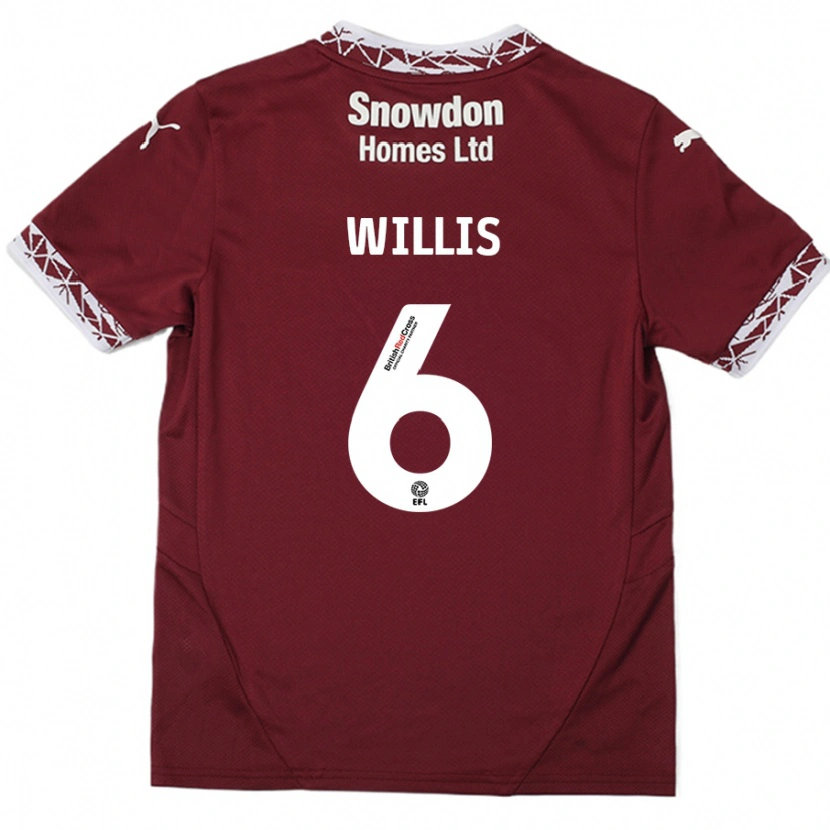 Danxen Enfant Maillot Jordan Willis #6 Bordeaux Tenues Domicile 2024/25 T-Shirt