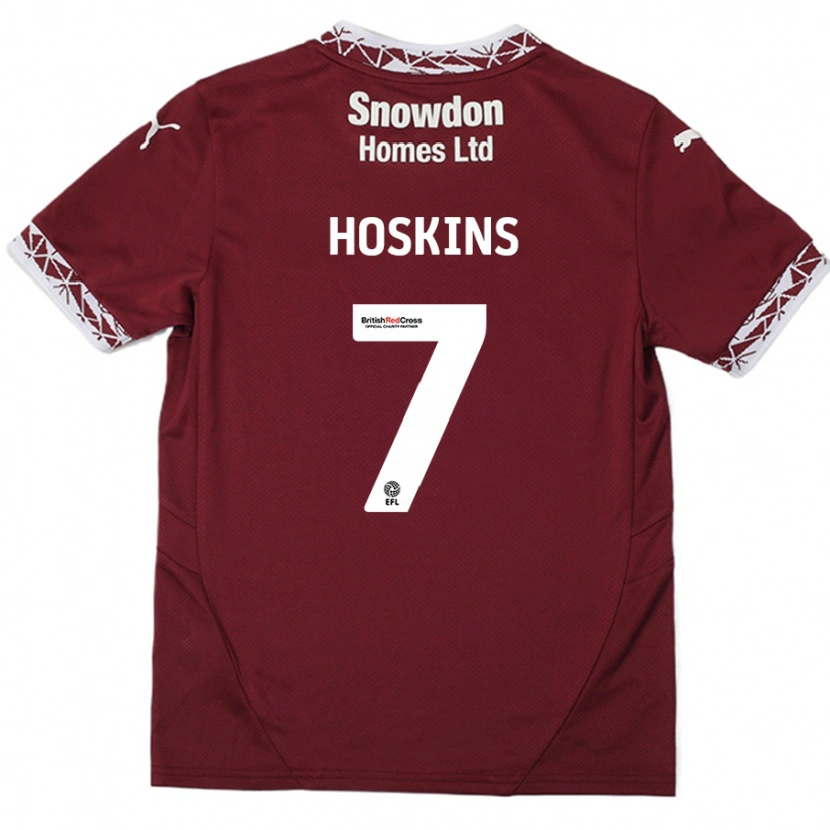 Danxen Enfant Maillot Sam Hoskins #7 Bordeaux Tenues Domicile 2024/25 T-Shirt