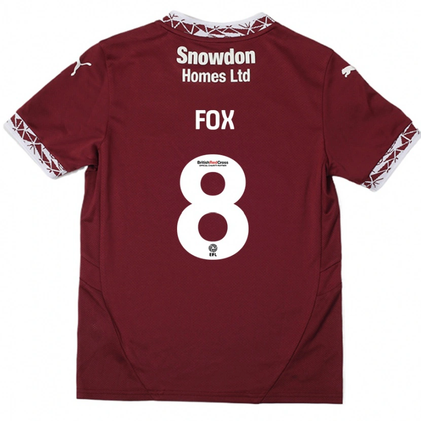 Danxen Enfant Maillot Ben Fox #8 Bordeaux Tenues Domicile 2024/25 T-Shirt