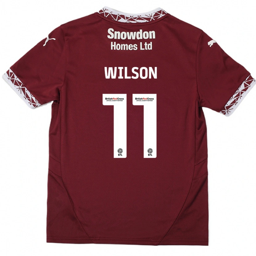 Danxen Enfant Maillot James Wilson #11 Bordeaux Tenues Domicile 2024/25 T-Shirt