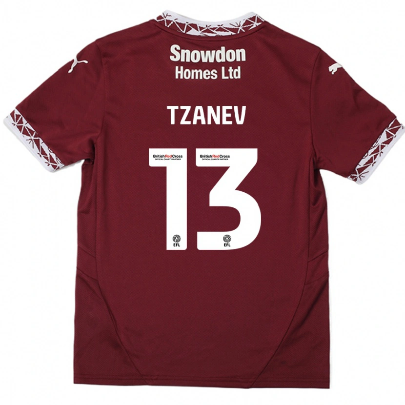 Danxen Enfant Maillot Nik Tzanev #13 Bordeaux Tenues Domicile 2024/25 T-Shirt