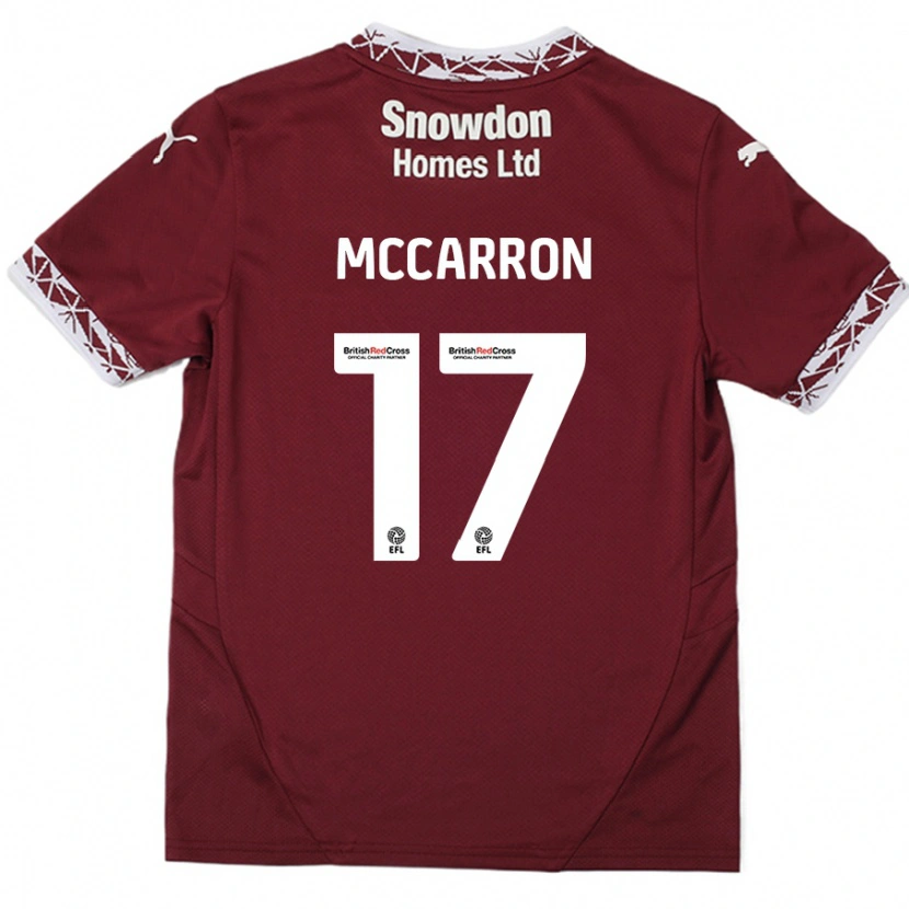 Danxen Enfant Maillot Liam Mccarron #17 Bordeaux Tenues Domicile 2024/25 T-Shirt