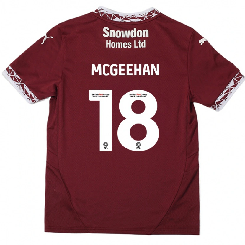 Danxen Enfant Maillot Cameron Mcgeehan #18 Bordeaux Tenues Domicile 2024/25 T-Shirt