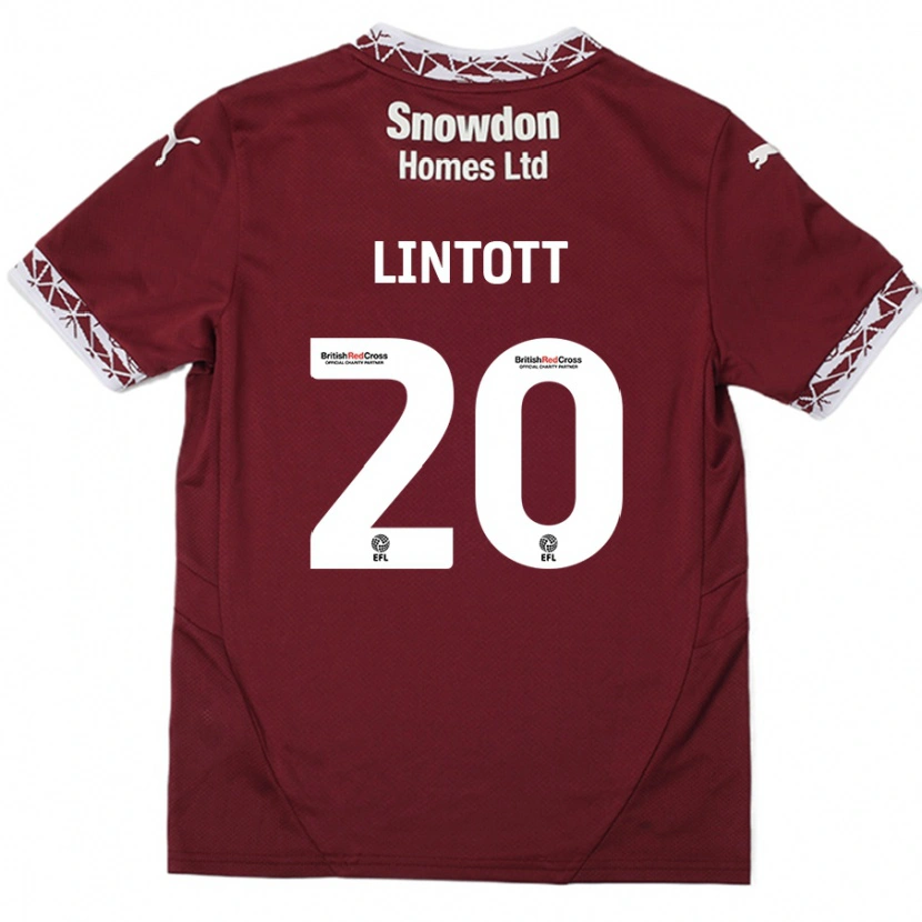 Danxen Enfant Maillot Harvey Lintott #20 Bordeaux Tenues Domicile 2024/25 T-Shirt