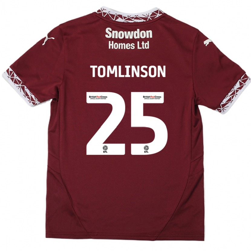 Danxen Enfant Maillot Josh Tomlinson #25 Bordeaux Tenues Domicile 2024/25 T-Shirt