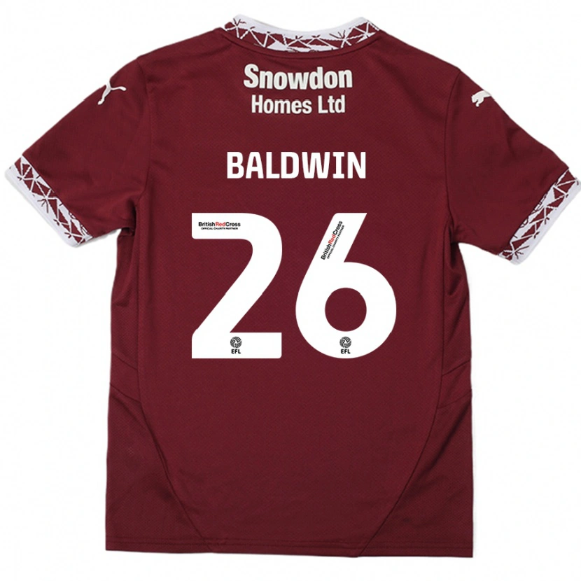 Danxen Enfant Maillot Jack Baldwin #26 Bordeaux Tenues Domicile 2024/25 T-Shirt