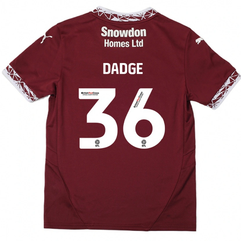 Danxen Enfant Maillot James Dadge #36 Bordeaux Tenues Domicile 2024/25 T-Shirt