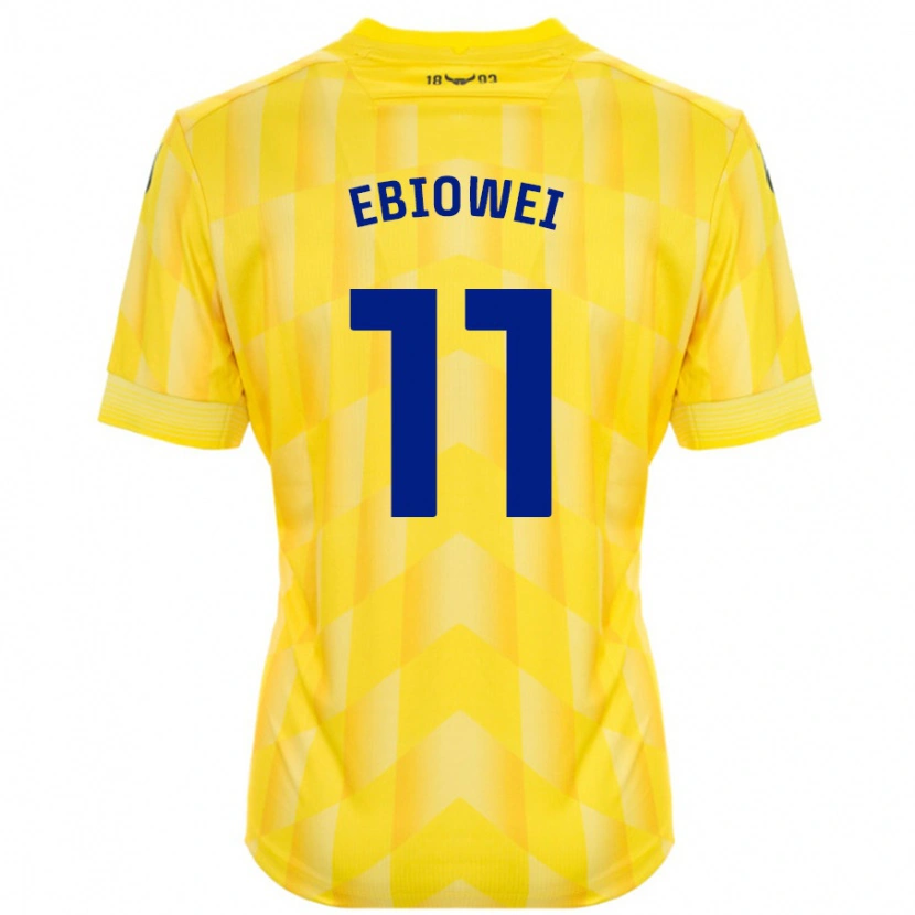 Danxen Enfant Maillot Malcolm Ebiowei #11 Jaune Tenues Domicile 2024/25 T-Shirt