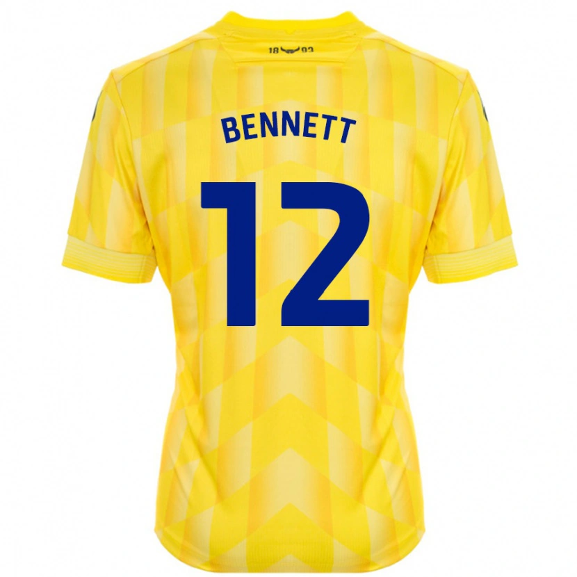 Danxen Enfant Maillot Joe Bennett #12 Jaune Tenues Domicile 2024/25 T-Shirt