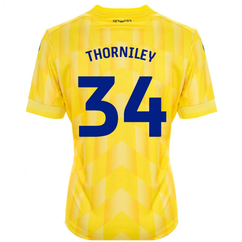 Danxen Enfant Maillot Jordan Thorniley #34 Jaune Tenues Domicile 2024/25 T-Shirt