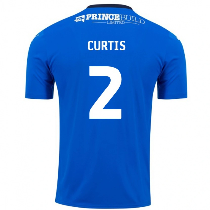 Danxen Enfant Maillot Sam Curtis #2 Bleu Blanc Tenues Domicile 2024/25 T-Shirt