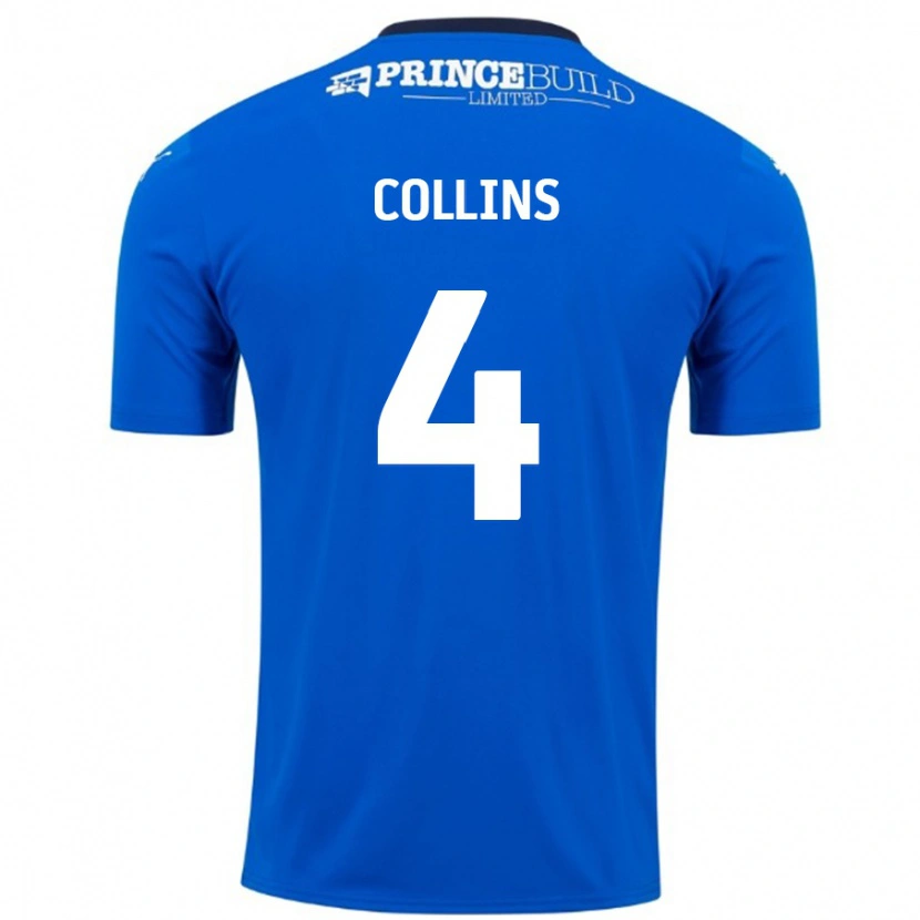 Danxen Enfant Maillot Archie Collins #4 Bleu Blanc Tenues Domicile 2024/25 T-Shirt