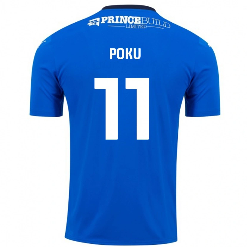 Danxen Enfant Maillot Kwame Poku #11 Bleu Blanc Tenues Domicile 2024/25 T-Shirt