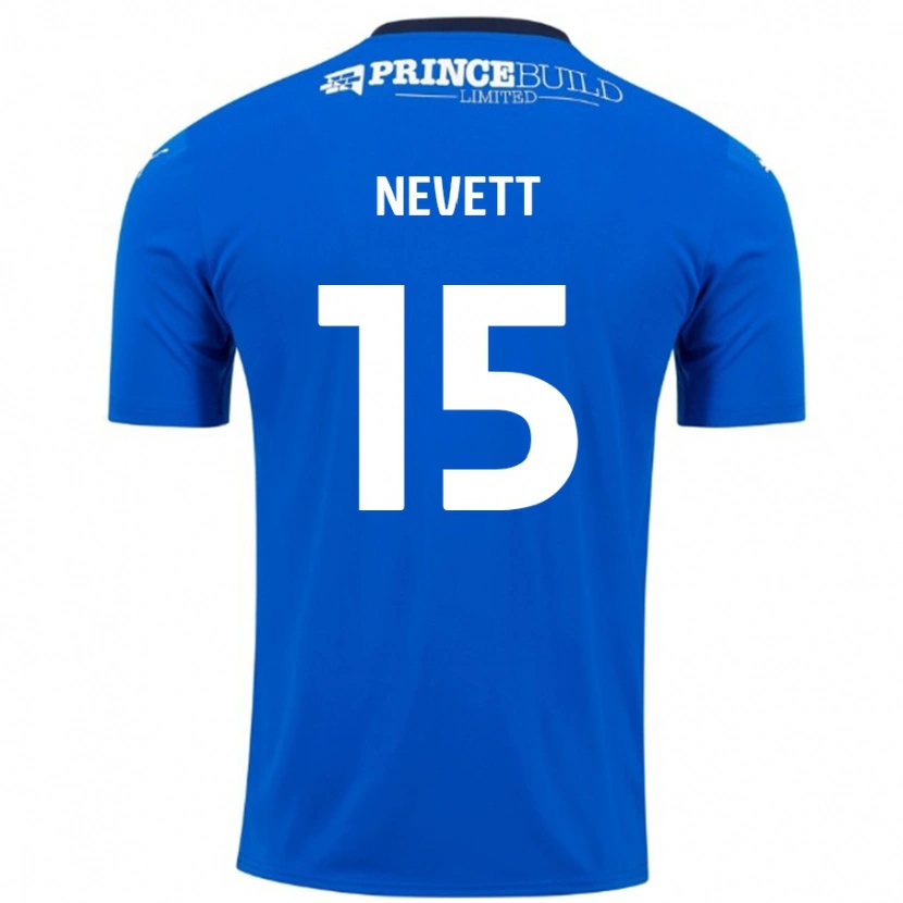 Danxen Enfant Maillot George Nevett #15 Bleu Blanc Tenues Domicile 2024/25 T-Shirt