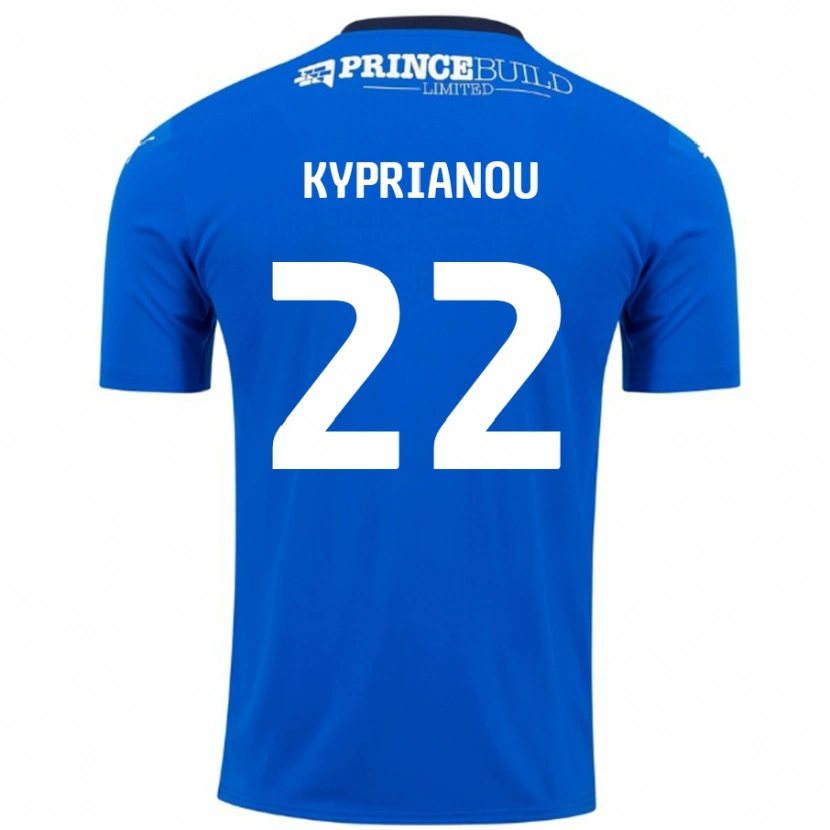 Danxen Enfant Maillot Hector Kyprianou #22 Bleu Blanc Tenues Domicile 2024/25 T-Shirt