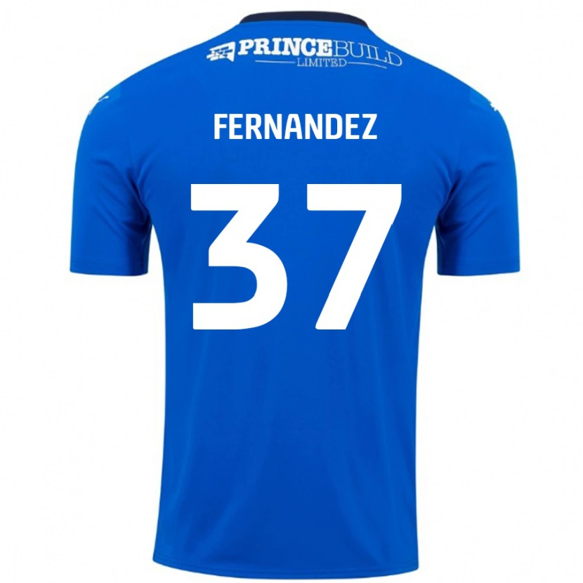 Danxen Enfant Maillot Emmanuel Fernandez #37 Bleu Blanc Tenues Domicile 2024/25 T-Shirt