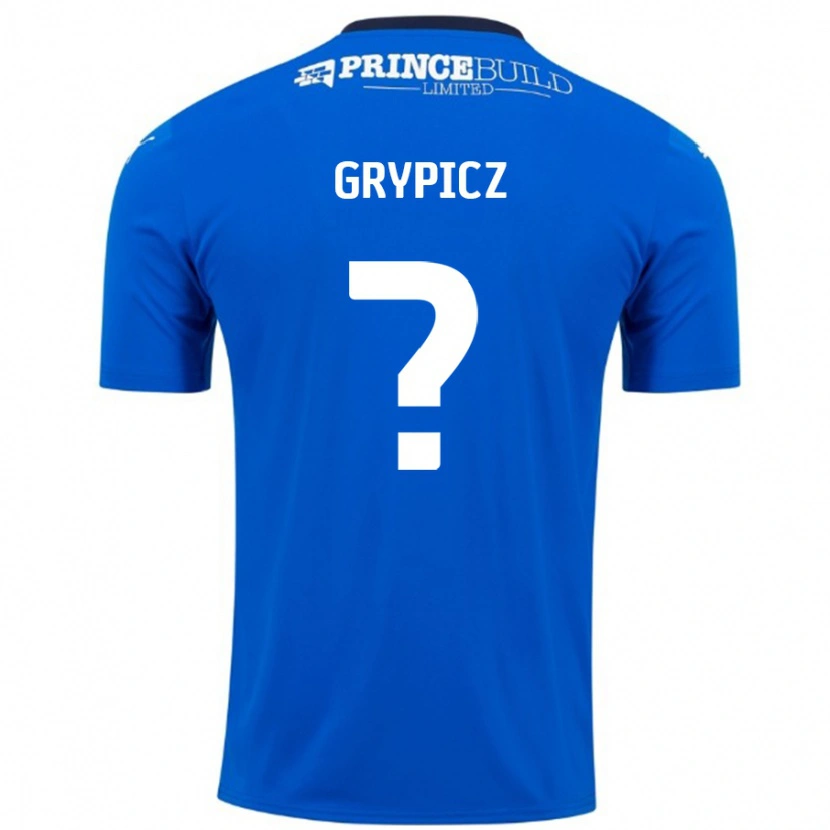 Danxen Enfant Maillot Brandon Grypicz #0 Bleu Blanc Tenues Domicile 2024/25 T-Shirt