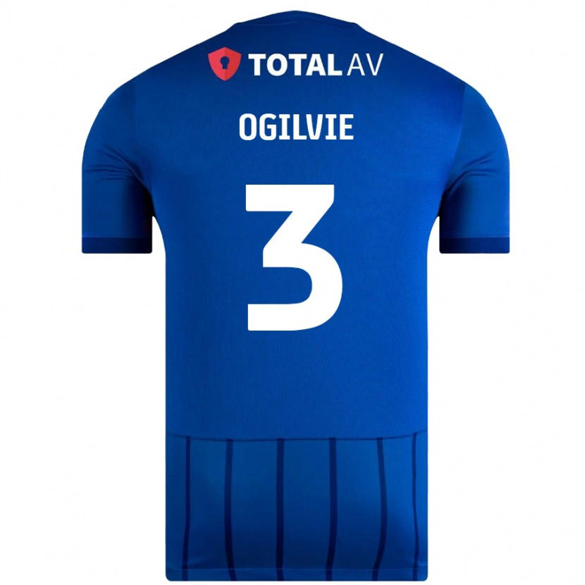 Danxen Enfant Maillot Connor Ogilvie #3 Bleu Tenues Domicile 2024/25 T-Shirt