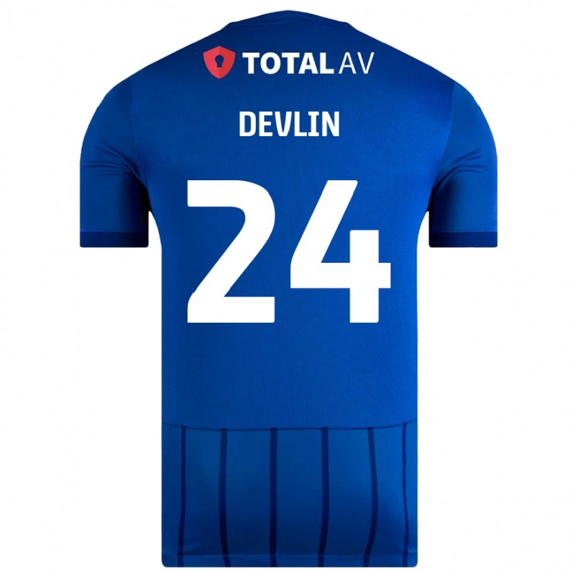 Danxen Enfant Maillot Terry Devlin #24 Bleu Tenues Domicile 2024/25 T-Shirt