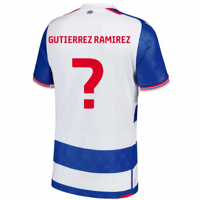 Danxen Enfant Maillot William Gutierrez Ramirez #0 Bleu Blanc Tenues Domicile 2024/25 T-Shirt