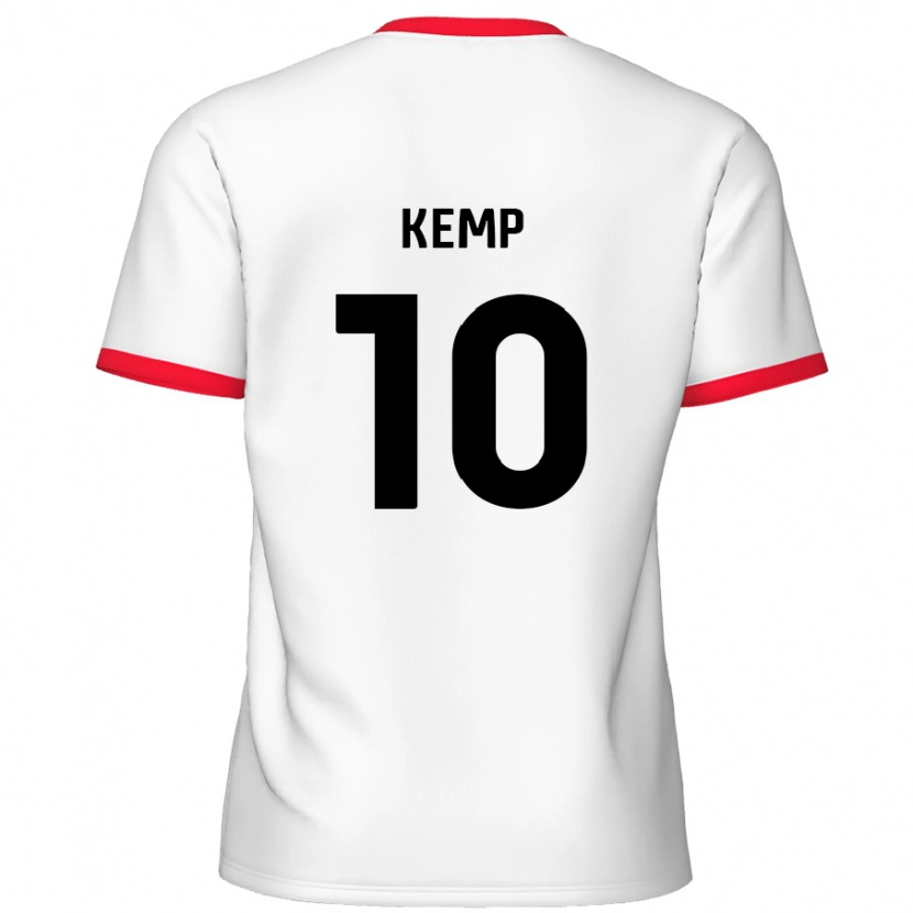 Danxen Enfant Maillot Dan Kemp #10 Blanc Rouge Tenues Domicile 2024/25 T-Shirt