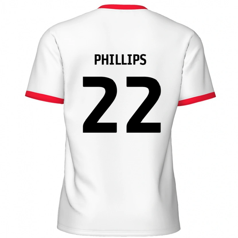 Danxen Enfant Maillot Daniel Phillips #22 Blanc Rouge Tenues Domicile 2024/25 T-Shirt