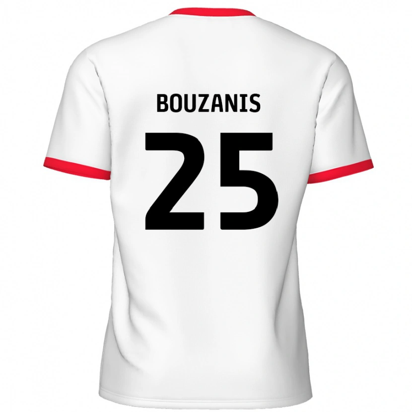 Danxen Enfant Maillot Dean Bouzanis #25 Blanc Rouge Tenues Domicile 2024/25 T-Shirt