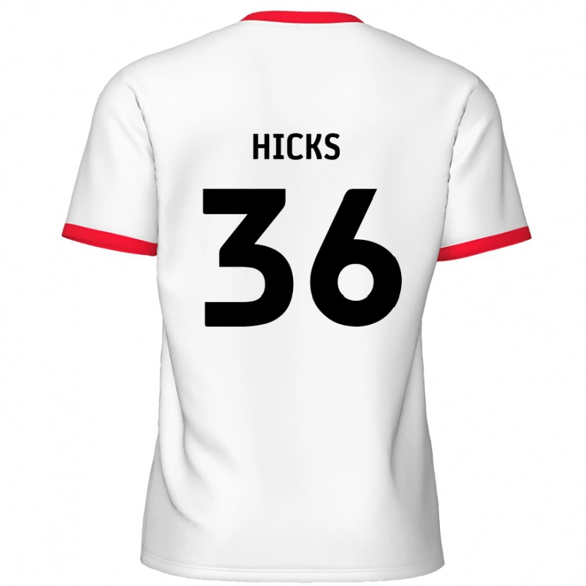 Danxen Enfant Maillot David Hicks #36 Blanc Rouge Tenues Domicile 2024/25 T-Shirt