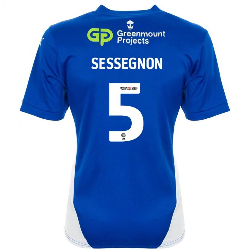 Danxen Enfant Maillot Steven Sessegnon #5 Bleu Blanc Tenues Domicile 2024/25 T-Shirt