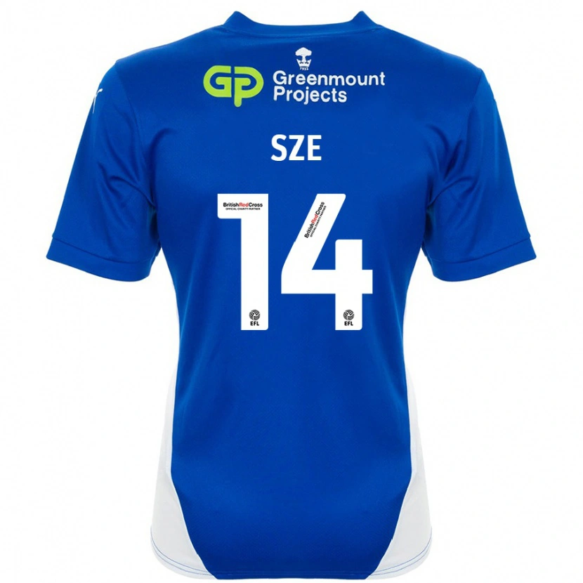 Danxen Enfant Maillot Chris Sze #14 Bleu Blanc Tenues Domicile 2024/25 T-Shirt