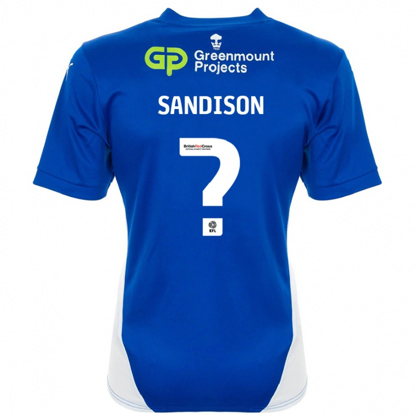 Danxen Enfant Maillot Nathan Sandison #0 Bleu Blanc Tenues Domicile 2024/25 T-Shirt