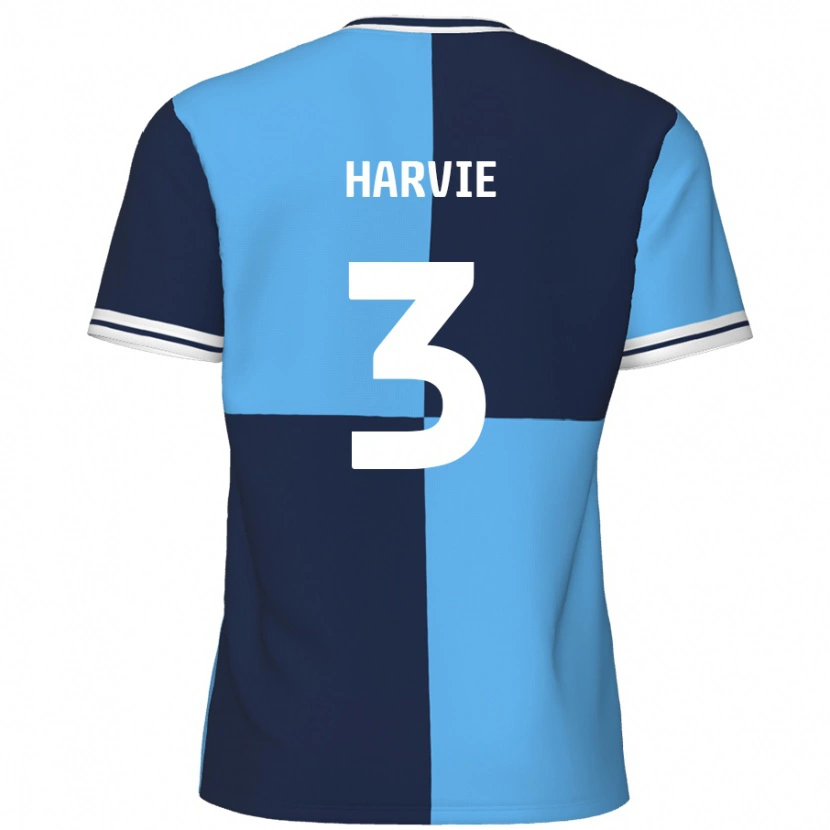 Danxen Enfant Maillot Daniel Harvie #3 Bleu Ciel Bleu Foncé Tenues Domicile 2024/25 T-Shirt