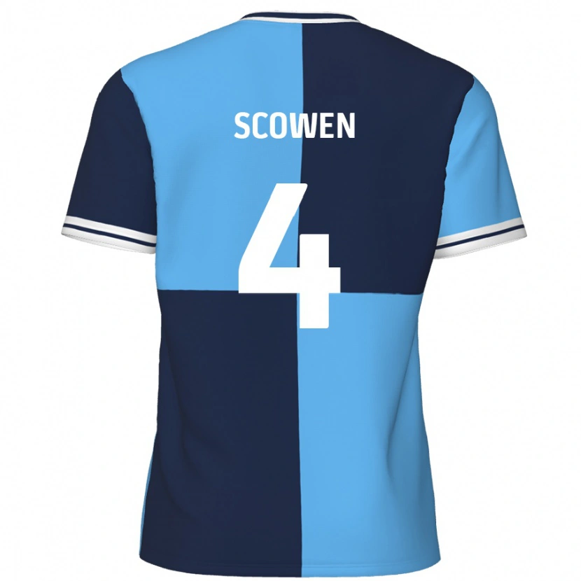 Danxen Enfant Maillot Josh Scowen #4 Bleu Ciel Bleu Foncé Tenues Domicile 2024/25 T-Shirt